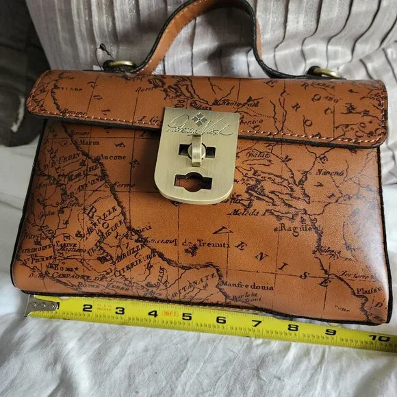 Patricia Nash Brown Signature Map Carisbrooke Riot Rust Satchel Set 4pc Set - Picture 12 of 17